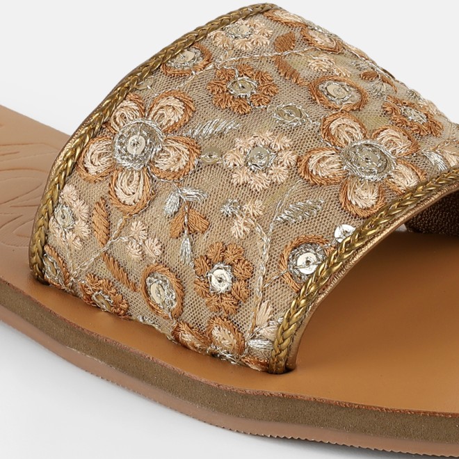 Mochi Women Gold Casual Slip Ons (SKU: 41-577-15-36)