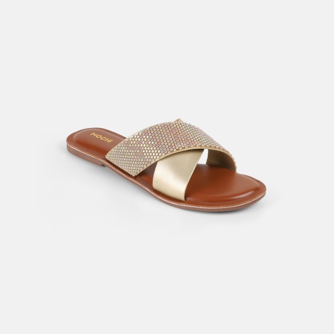 Mochi Women Gold Casual Slip Ons (SKU: 41-578-15-36)