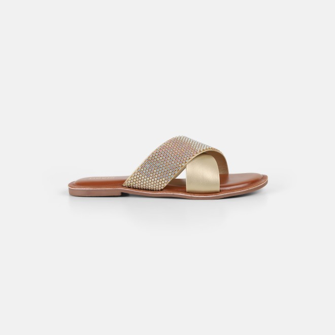 Mochi Women Gold Casual Slip Ons (SKU: 41-578-15-36)