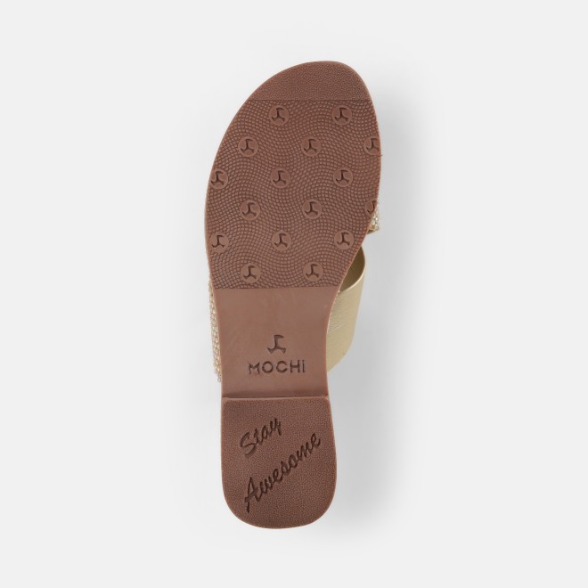 Mochi Women Gold Casual Slip Ons (SKU: 41-578-15-36)