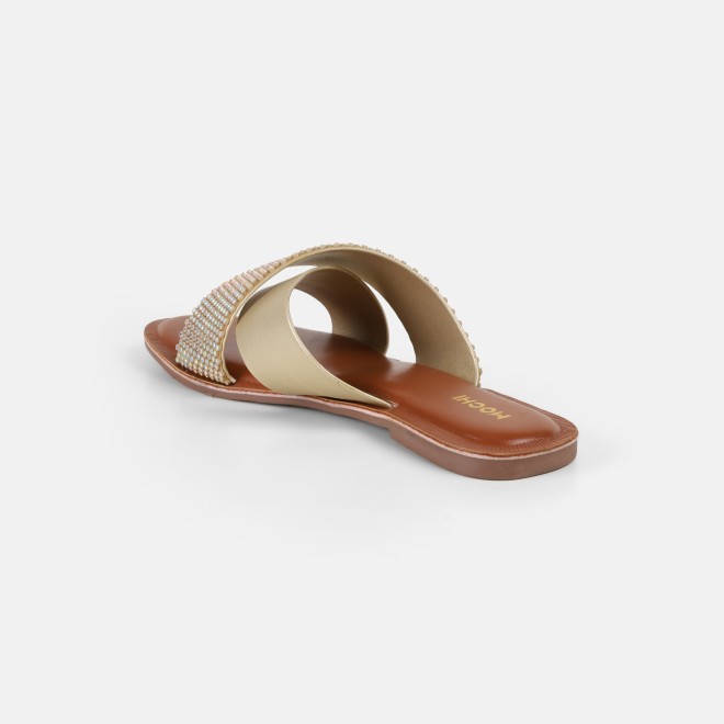 Mochi Women Gold Casual Slip Ons (SKU: 41-578-15-36)