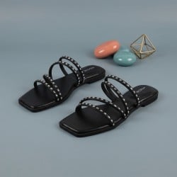 Mochi Women Black Casual Slippers