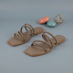 Mochi Women Beige Casual Slippers