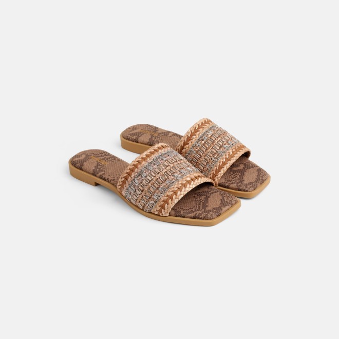 Mochi Women Tan Casual Slippers (SKU: 41-584-23-36)