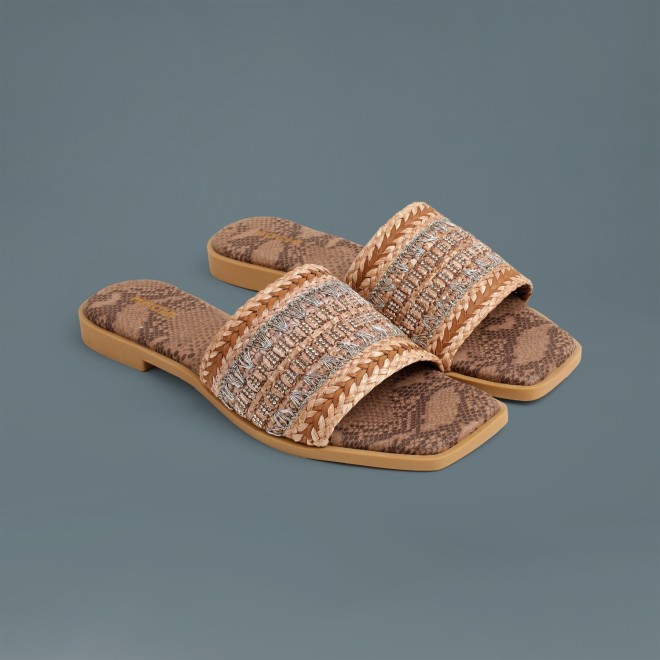 Women Tan Casual Slippers