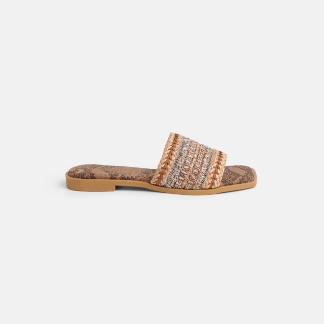 Mochi Women Tan Casual Slippers (SKU: 41-584-23-36)