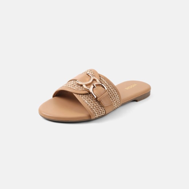 Mochi Women Beige Casual Slippers (SKU: 41-588-20-36)