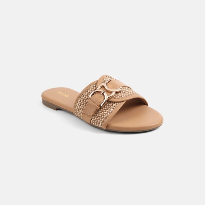 Mochi Women Beige Casual Slippers (SKU: 41-588-20-36)