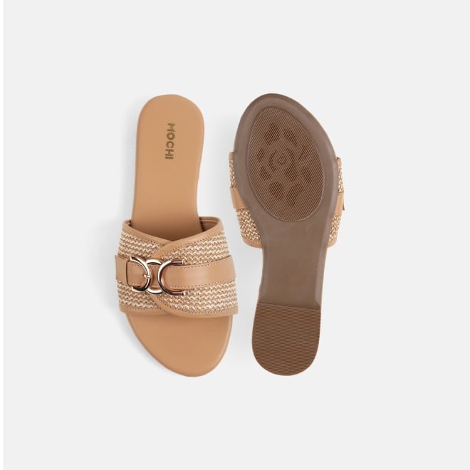 Mochi Women Beige Casual Slippers (SKU: 41-588-20-36)