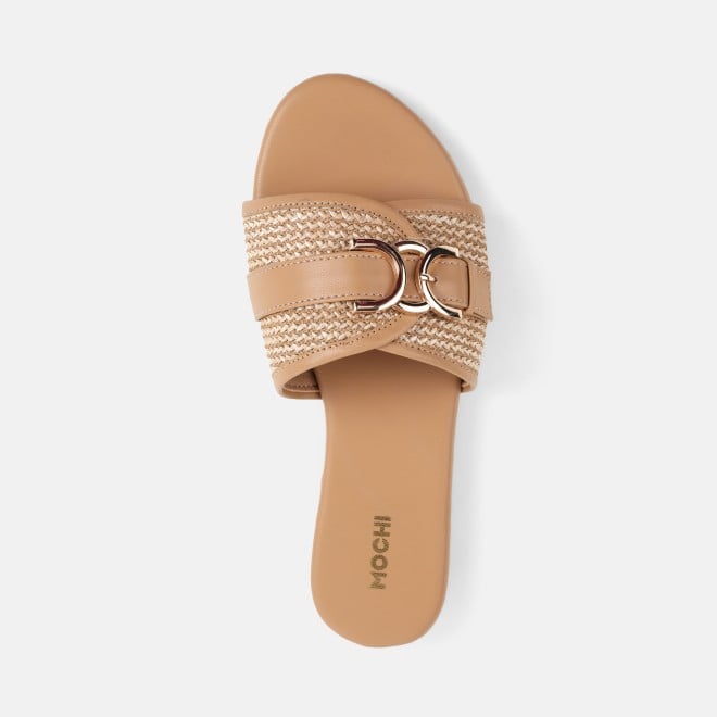 Mochi Women Beige Casual Slippers (SKU: 41-588-20-36)