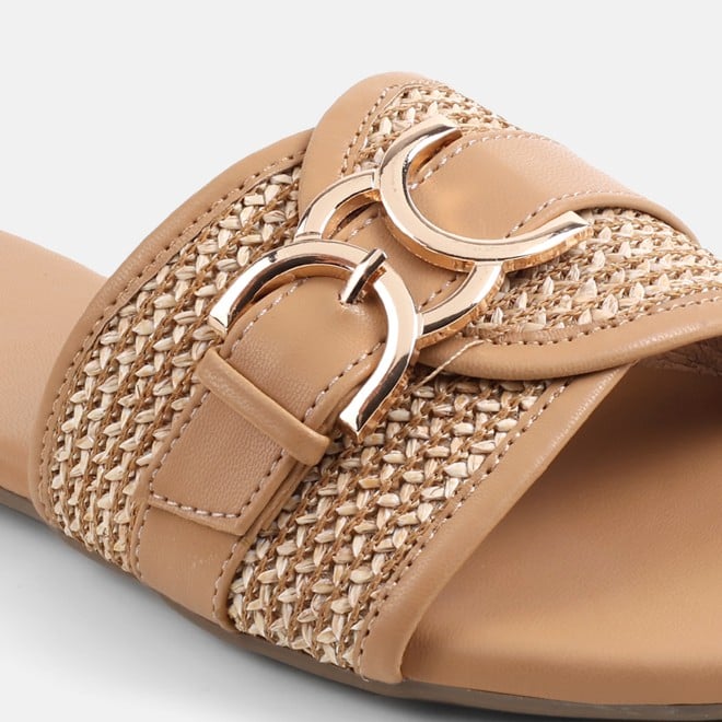 Mochi Women Beige Casual Slippers (SKU: 41-588-20-36)