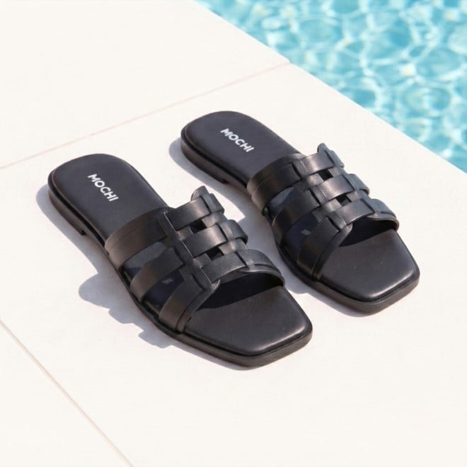 Mochi Women Gun-metal Casual Slip Ons (SKU: 41-593-29-36)