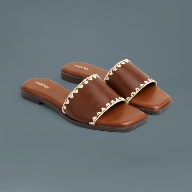 Women Tan Casual Slippers