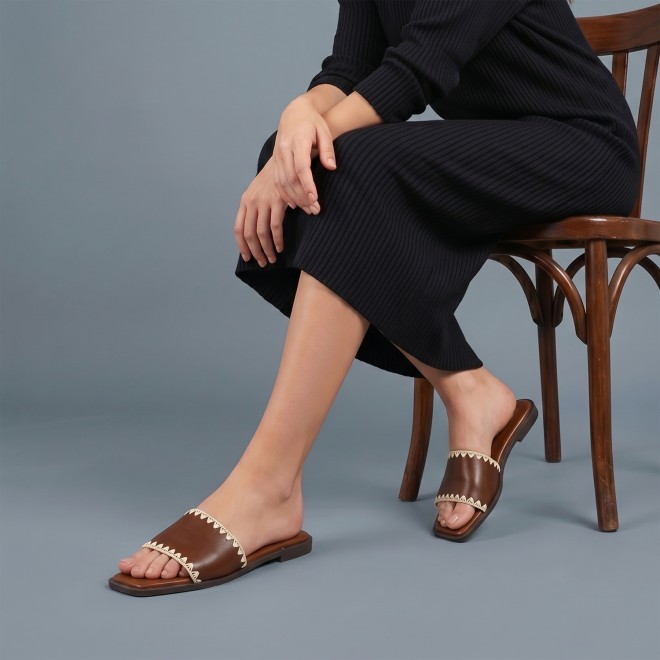 Mochi Women Tan Casual Slippers (SKU: 41-594-23-36)