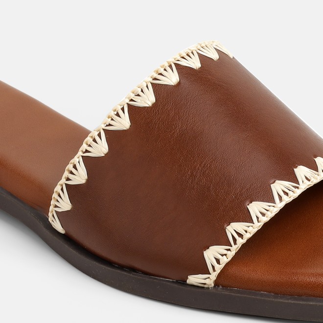 Mochi Women Tan Casual Slippers (SKU: 41-594-23-36)