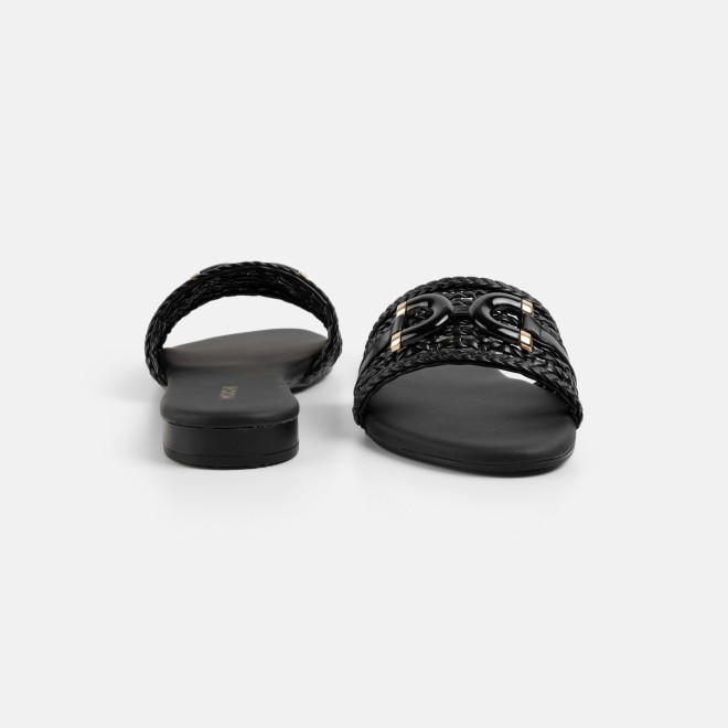 Mochi Women Black Casual Slippers (SKU: 41-600-11-36)