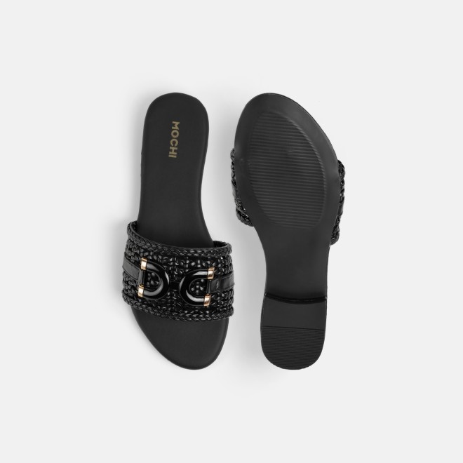 Mochi Women Black Casual Slippers (SKU: 41-600-11-36)