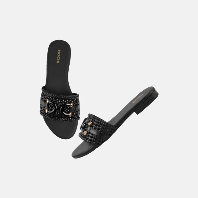 Mochi Women Black Casual Slippers (SKU: 41-600-11-36)