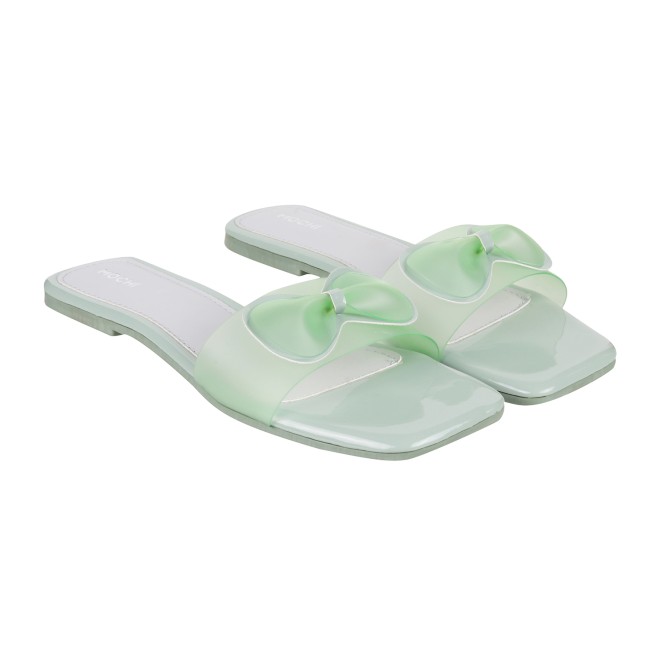 Mochi Women Green Casual Slippers