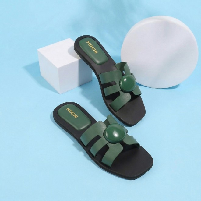 Women Green Casual Slippers