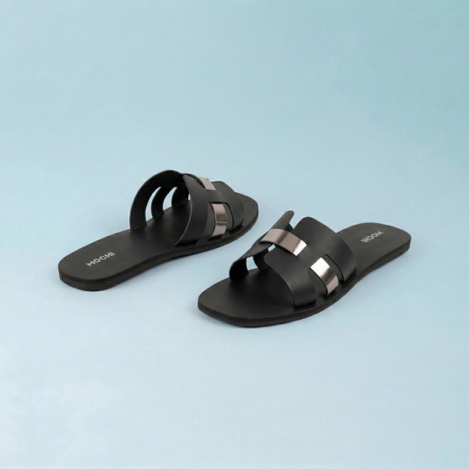 Mochi Women Black Casual Slip Ons