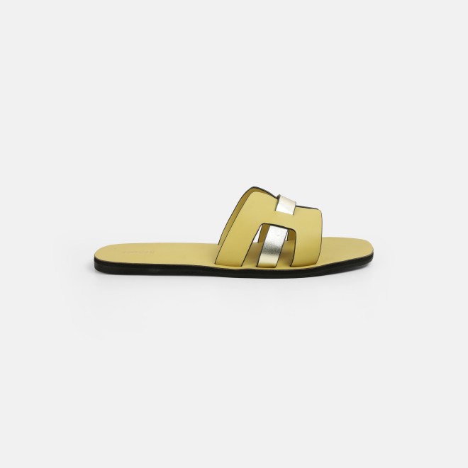 Mochi Women Yellow Casual Slip Ons (SKU: 41-9140-33-36)