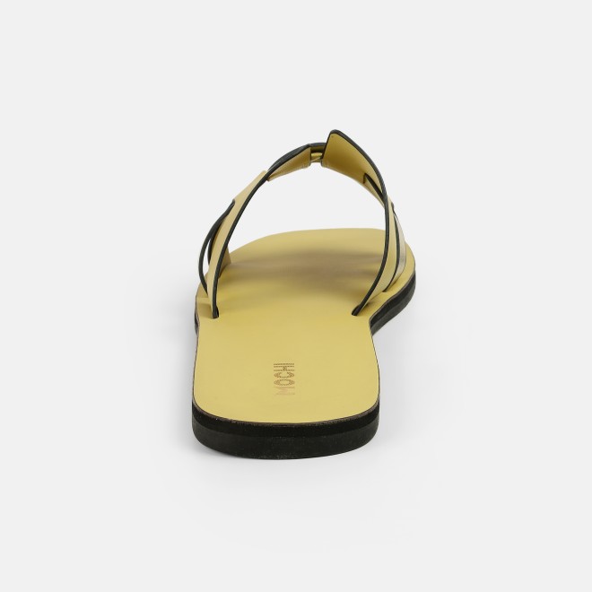 Mochi Women Yellow Casual Slip Ons (SKU: 41-9140-33-36)