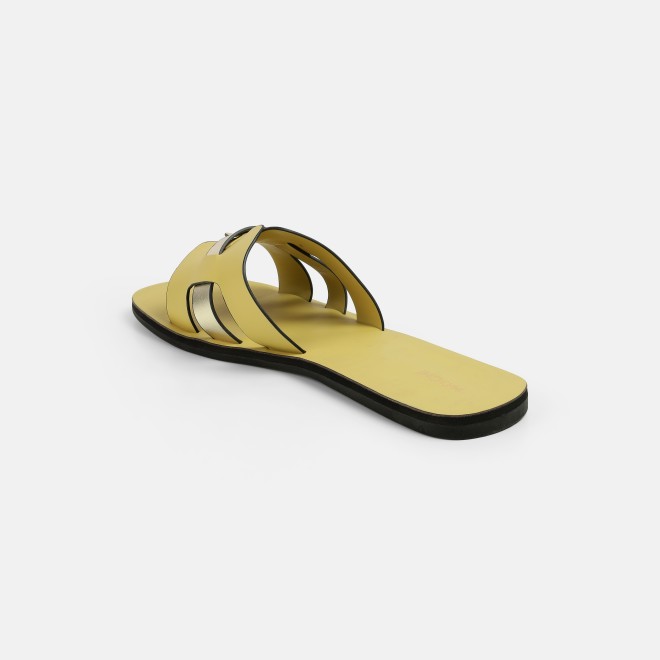 Mochi Women Yellow Casual Slip Ons (SKU: 41-9140-33-36)