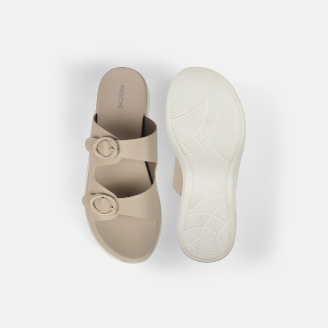 Mochi Women Beige Casual Slip Ons (SKU: 41-9199-20-40)