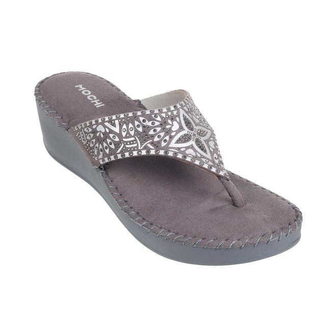 Mochi Women Grey Formal Slip Ons (SKU: 44-100-14-36)