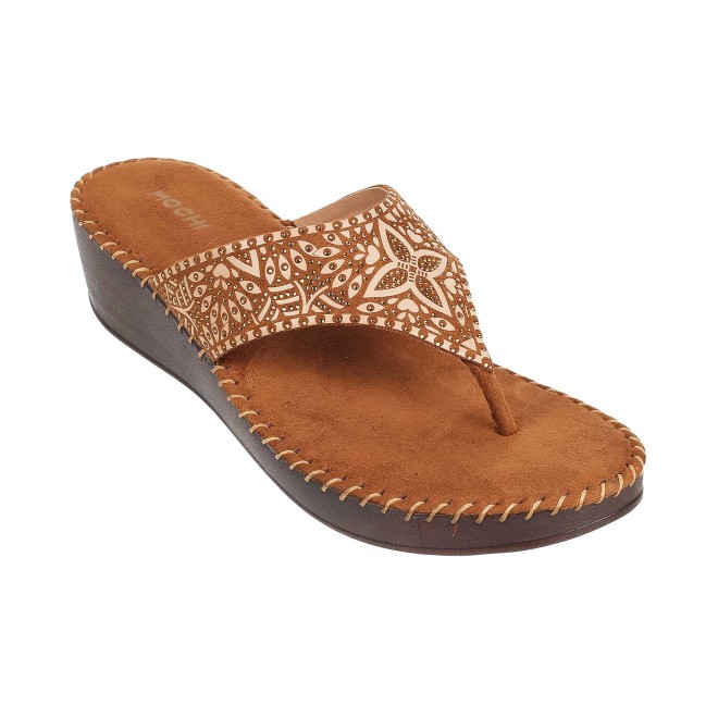 Mochi Women Tan Formal Slip Ons (SKU: 44-100-23-37)