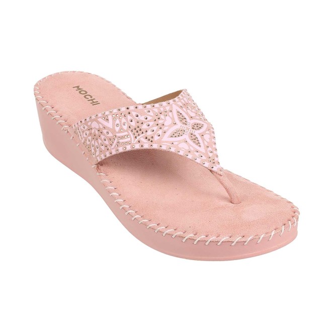 Mochi Women Pink Formal Slip Ons (SKU: 44-100-24-37)