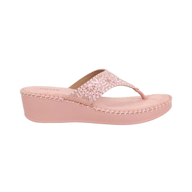 Mochi Women Pink Formal Slip Ons (SKU: 44-100-24-37)