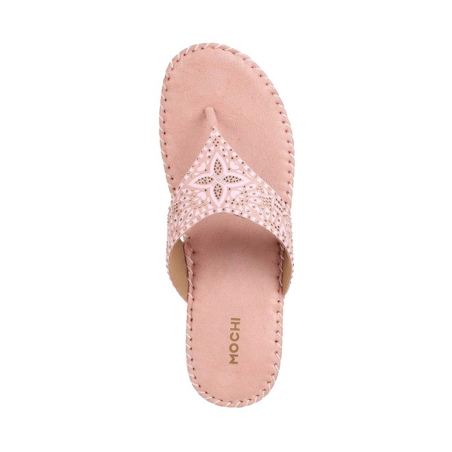 Mochi Women Pink Formal Slip Ons (SKU: 44-100-24-37)