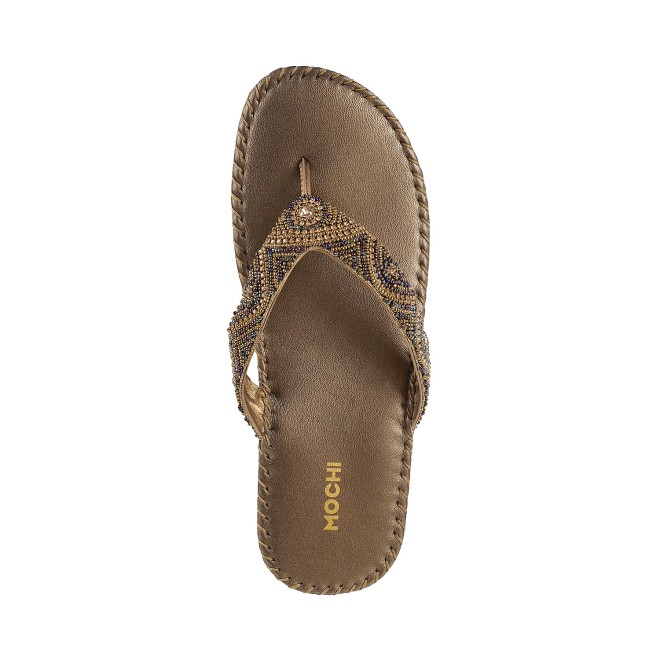 Mochi Women Antique-Gold Casual Slippers (SKU: 44-1121-28-36)