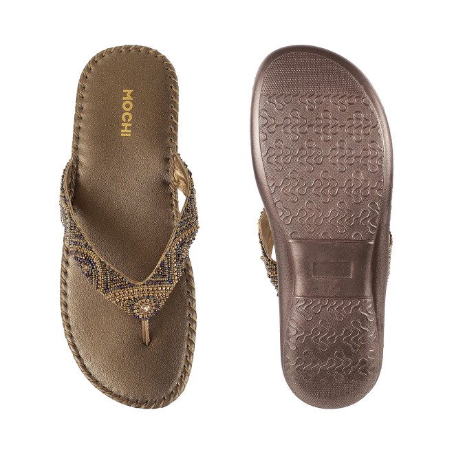 Mochi Women Antic-gold Casual Slippers (SKU: 44-1121L-28-43)