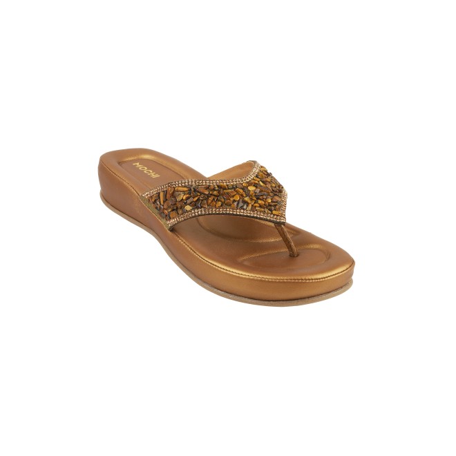 Mochi Women Antique-Gold Casual Slippers (SKU: 44-119-28-36)