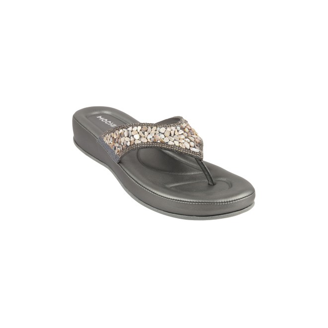 Mochi Women Gun-Metal Casual Slippers (SKU: 44-119-29-36)