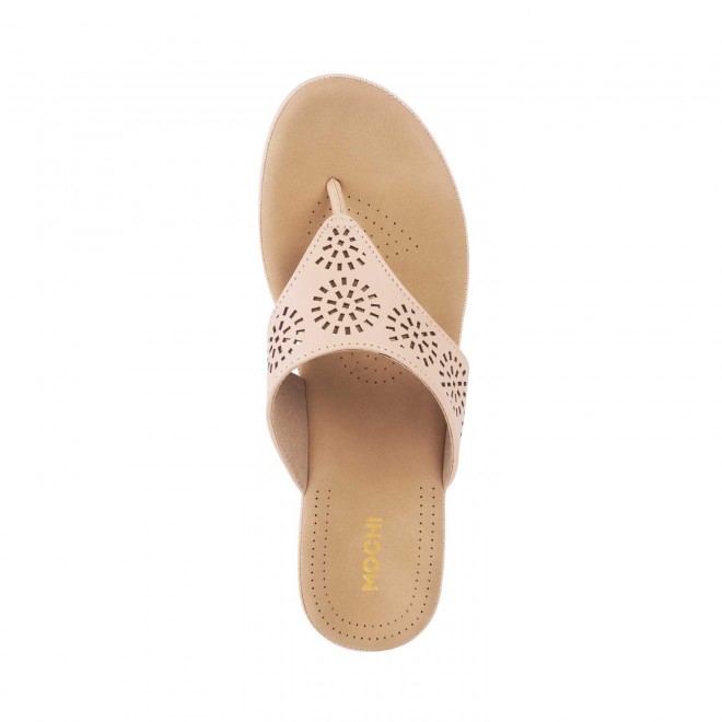 Mochi Women Beige Casual Slippers (SKU: 44-1420-20-36)