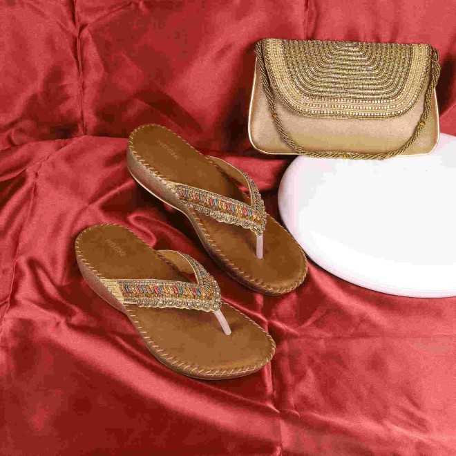 Mochi Women Antic-gold Party Slippers (SKU: 44-152-28-36)