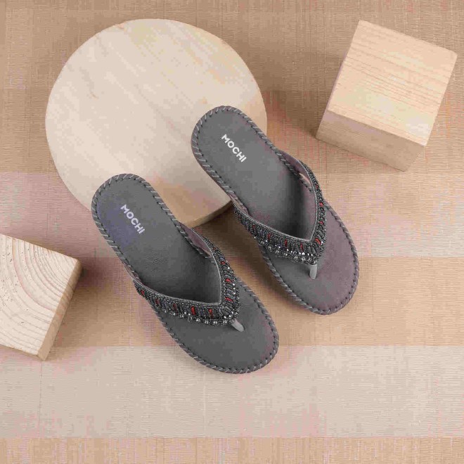 Mochi Women Gun-metal Party Slippers (SKU: 44-152-29-36)