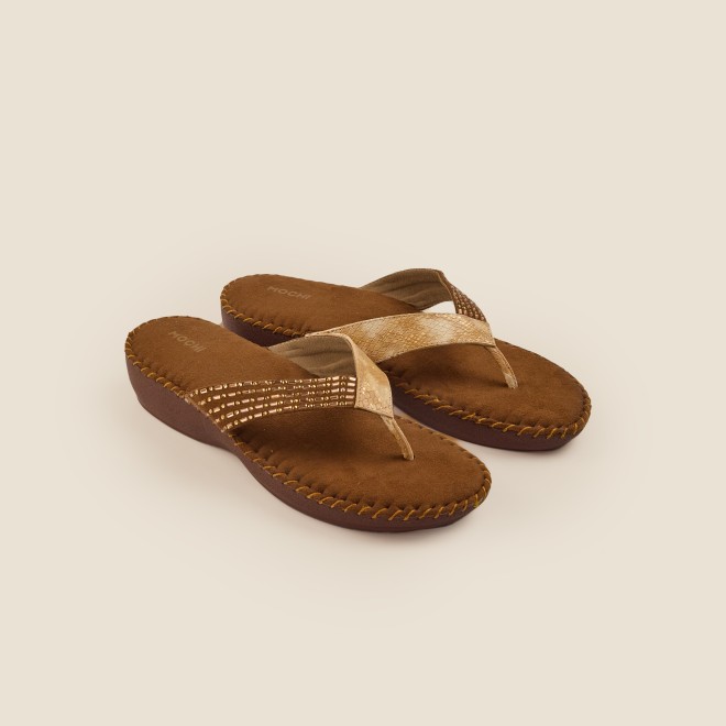 Mochi Women Antique-Gold Casual Slippers (SKU: 44-1675-28-36)