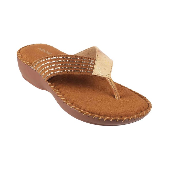 Mochi Women Antique-Gold Casual Slippers (SKU: 44-1675-28-36)