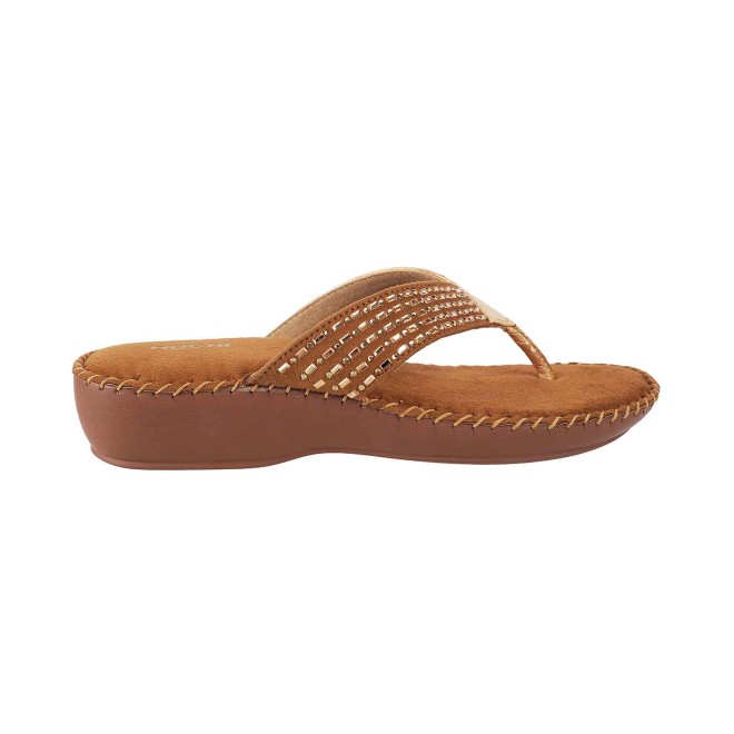 Mochi Women Antique-Gold Casual Slippers (SKU: 44-1675-28-36)