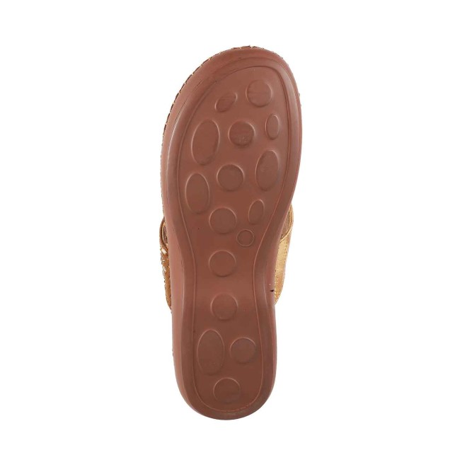 Mochi Women Antique-Gold Casual Slippers (SKU: 44-1675-28-36)