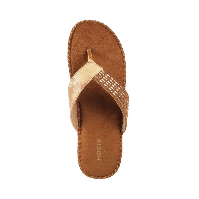 Mochi Women Antique-Gold Casual Slippers (SKU: 44-1675-28-36)