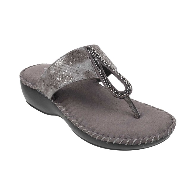 Mochi Women Gun-Metal Casual Slip Ons (SKU: 44-1677-29-36)