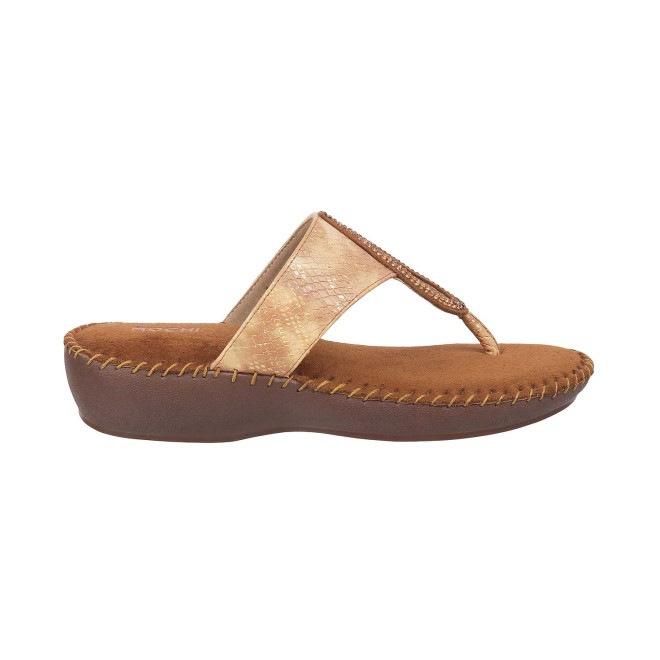 Mochi Women Antique-Gold Casual Slip Ons (SKU: 44-1677-28-36)