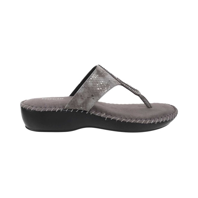 Mochi Women Gun-Metal Casual Slip Ons (SKU: 44-1677-29-36)