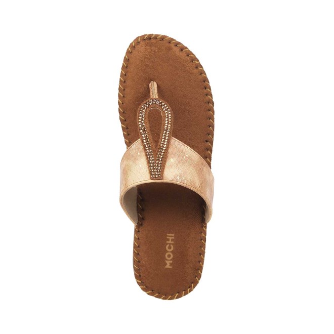 Mochi Women Antique-Gold Casual Slip Ons (SKU: 44-1677-28-36)